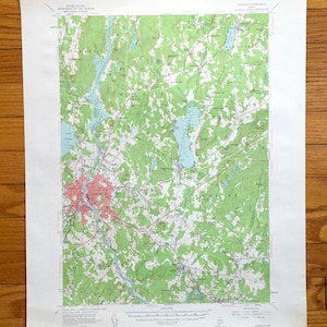 Antieke Lewiston-Auburn, Maine 1956 US Geological Survey topografische kaart – Lisbon Falls, Webster, Greene, Wales, Androdscoggin County, ME