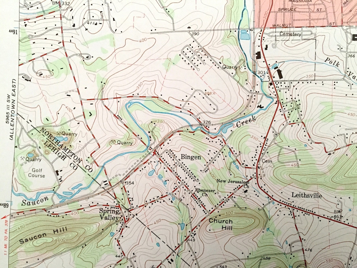 Antique Hellertown Pennsylvania 1965 US Geological Survey Etsy