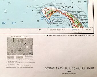 アンティーク ボストン、マサチューセッツ州 1956 年米国地質調査所