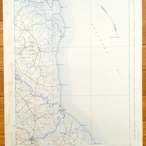 Antique Bowers, Delaware 1936 US Geological Survey Carte topographique – Frederica, Magnolia, Kitts Hummock, Pickering Beach, Bennetts Pier, DE