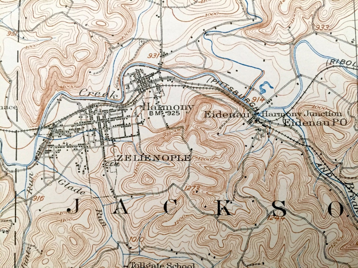 Antique Zelienople Pennsylvania 1910 US Geological Survey Etsy