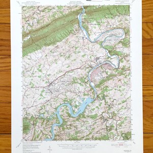 Antike Landkarte von Radford, Virginia, 1950 – Fairlawn, Dublin, McAdam, Burlington Mills, Parrott, Walton, Cowan, VA