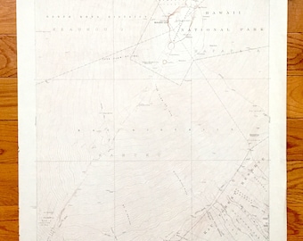 Antique Mauna Loa, Hawaii 1928 US Geological Survey Topographic Map – North Kona, Hamakua, Kau, National Forest, Kau Forest Reserve, HI