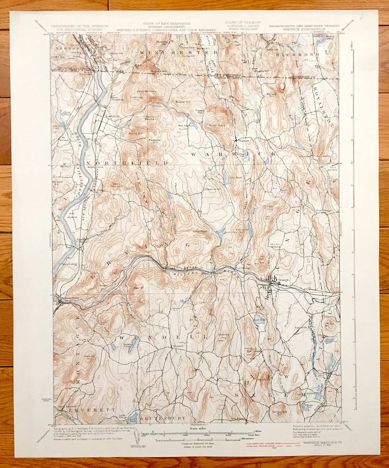 Antique Warwick Massachusetts 1935 US Geological Survey Etsy