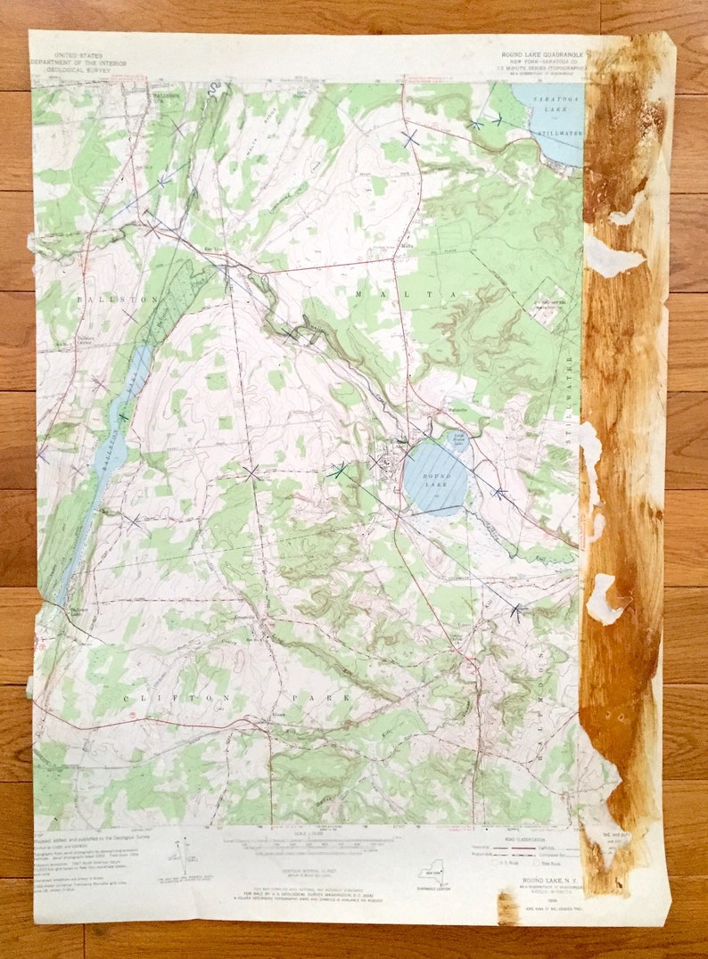 Antique Round Lake New York 1954 US Geological Survey Etsy