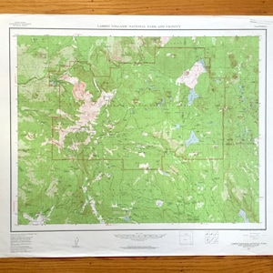Antique Lassen Volcanic National Park, California 1957 US Geological Survey Topographic Map – Mineral, Manzanita Lake, Drakesbad, Shasta, CA