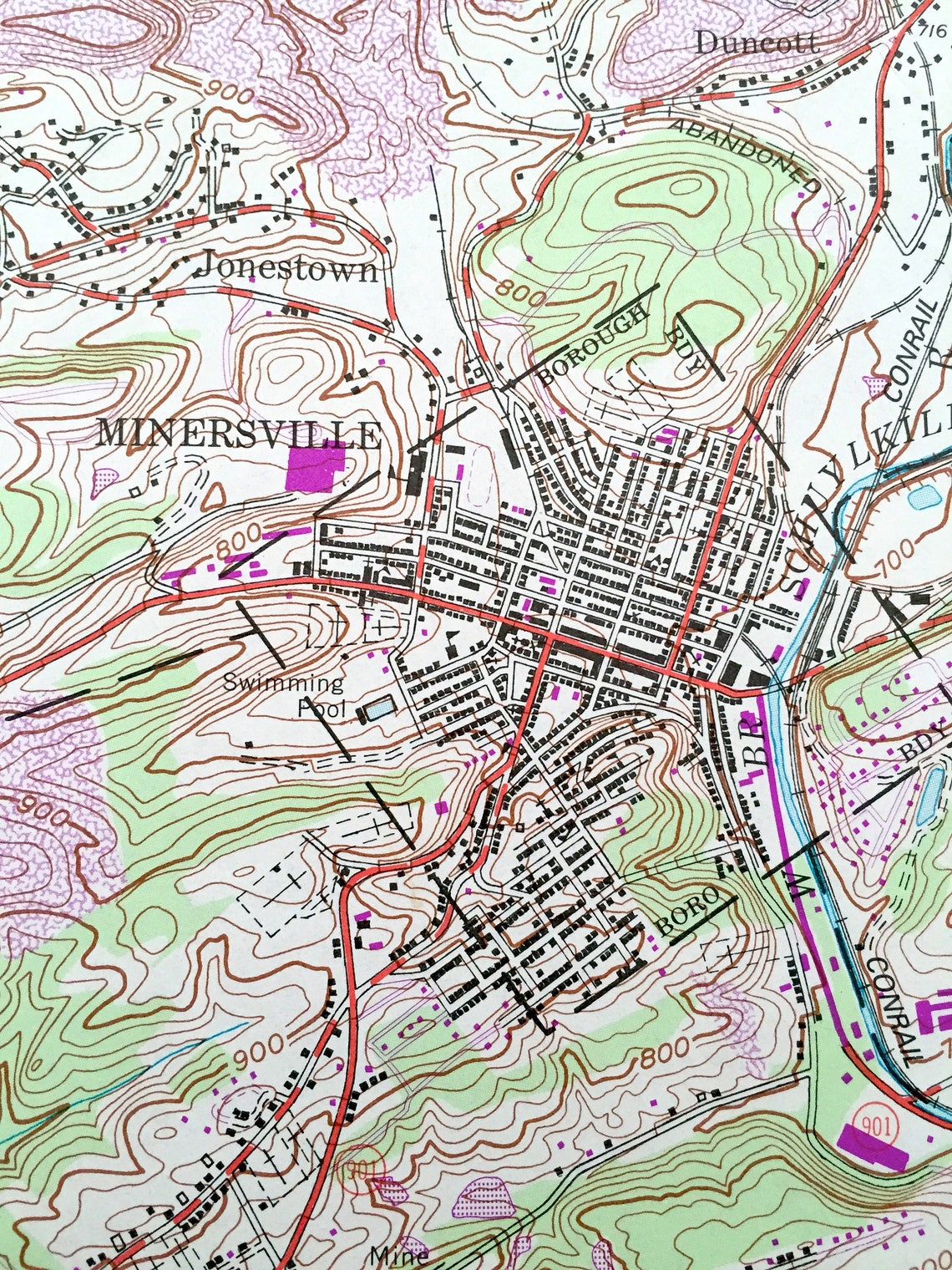 Antique Minersville Pennsylvania 1955 US Geological Survey - Etsy
