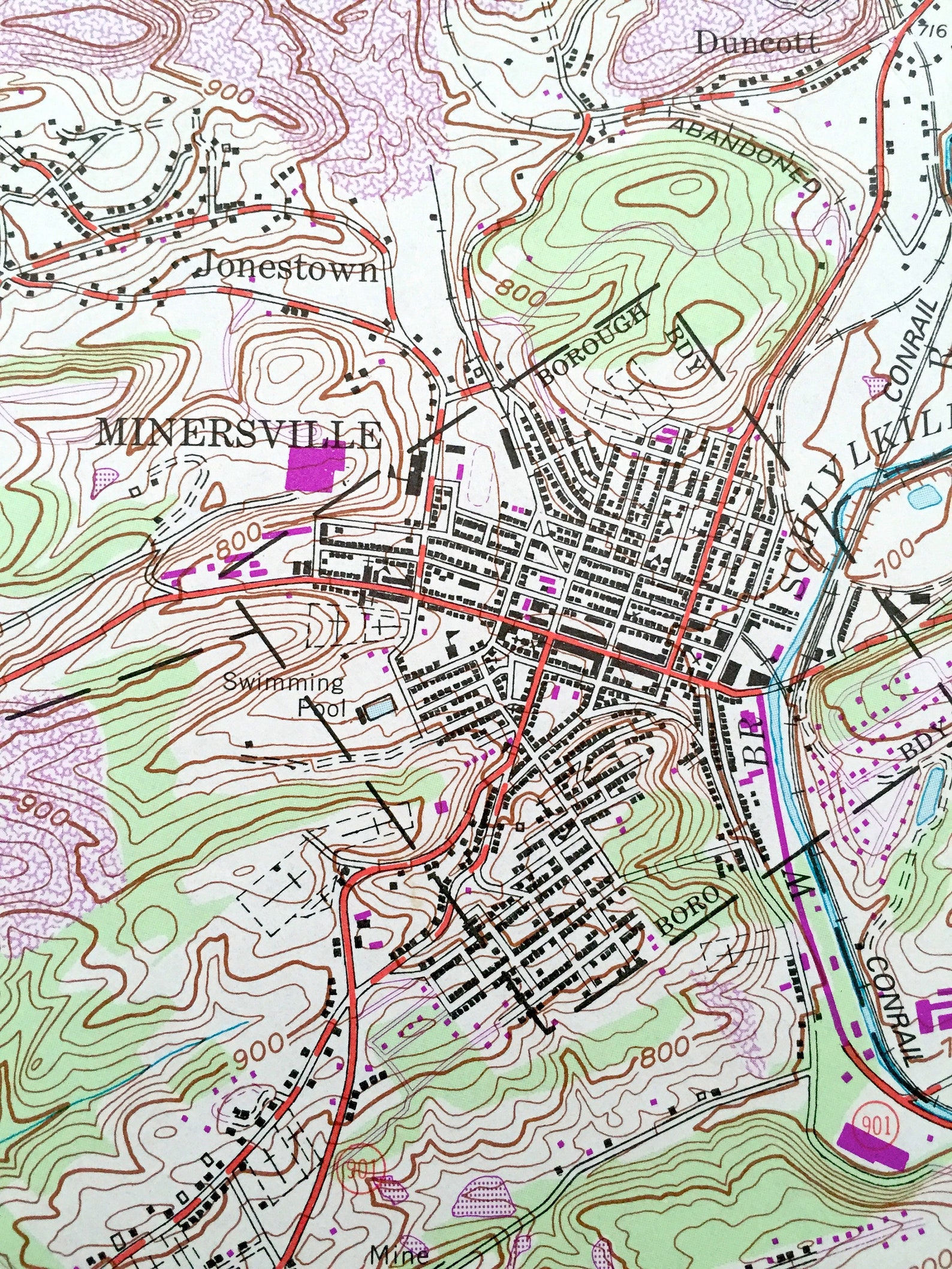 Antique Minersville Pennsylvania 1955 US Geological Survey Etsy