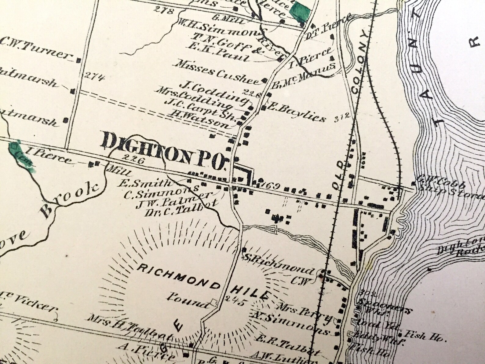 Antique 1871 Dighton Massachusetts Map From F.W. Beers Atlas Etsy