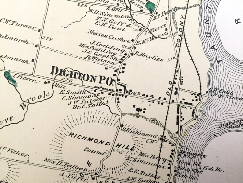 Antique 1871 Dighton Massachusetts Map From F.W. Beers Atlas Etsy