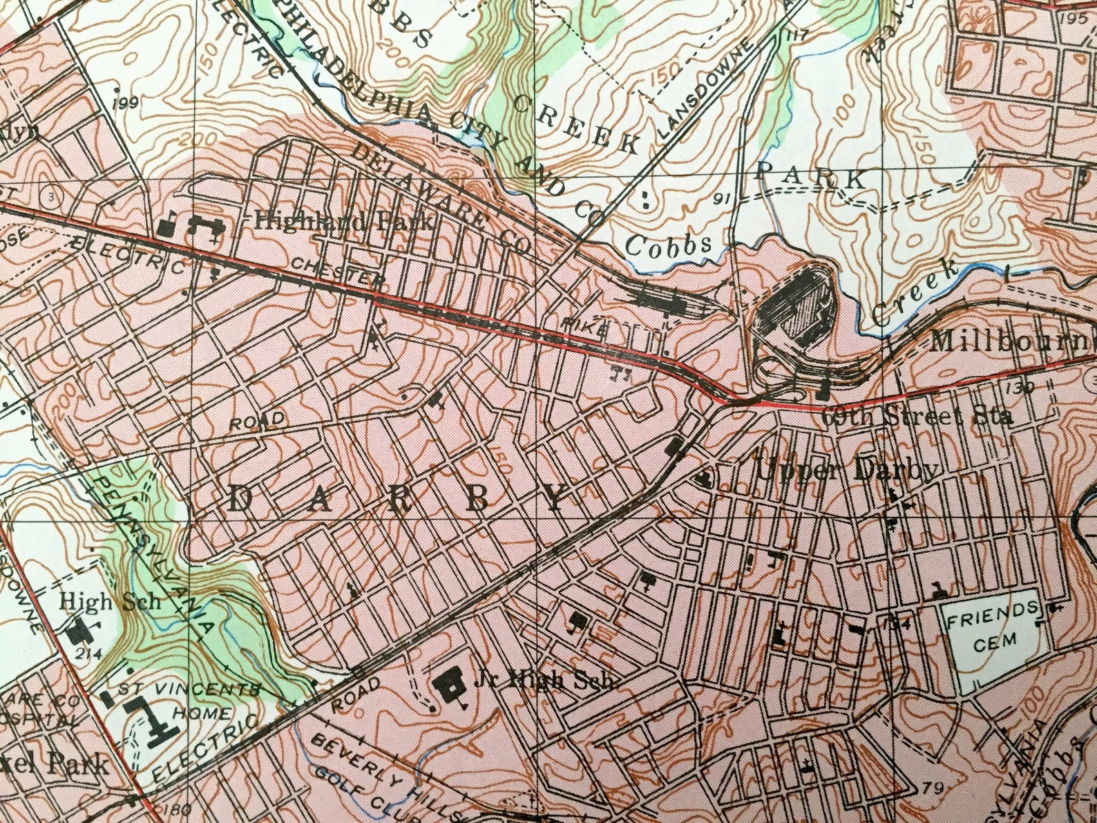 Antique Lansdowne Pennsylvania 1947 US Geological Survey Etsy