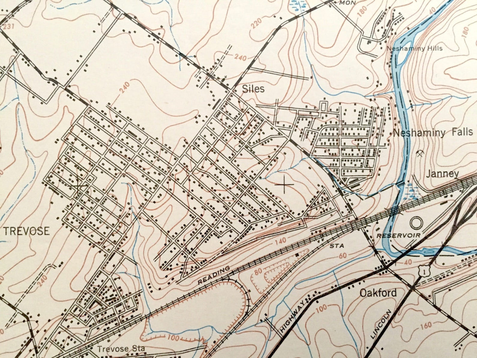 Antique Langhorne Pennsylvania 1950 US Geological Survey Etsy