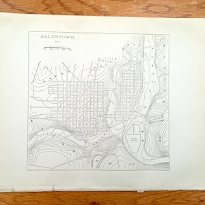 Antique Allentown, Pennsylvania Carte de 1880 Census - Lehigh County, South White Hall, Salsburg, Hanovre, Bethlehem, Sacred Heart, PA