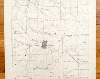Antique Springfield, Missouri 1886 US Geological Survey Topographic Map – Pleasant Hope, Strafford, Ebenezer, Polk, Greene, Christian County
