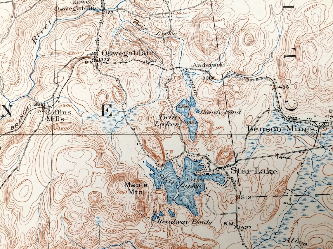 Antique Oswegatchie New York 1918 US Geological Survey Etsy