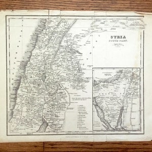 Antik 1845 Syrien Karte von Archibald Fullarton & Co. – Heiliges Land, Israel, Syrien, Jordanien, Libanon, Jerusalem, Gaza Streifen, Totes Meer, Damaskus