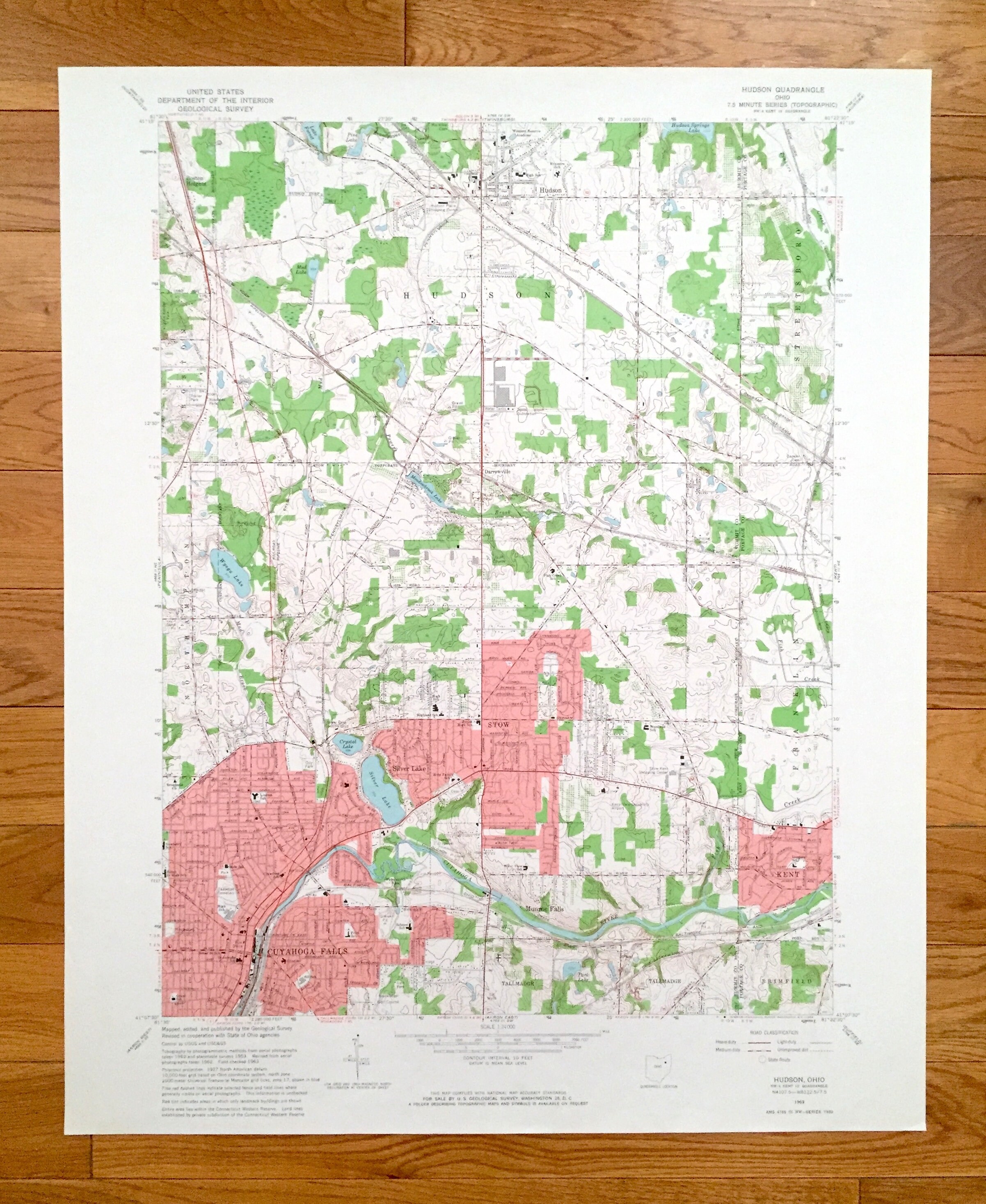 Antique Hudson Ohio 1963 US Geological Survey Topographic Map Etsy Canada