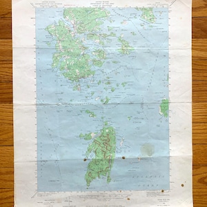 Mapa topográfico antigo do Serviço Geológico dos EUA de Deer Isle, Maine, 1942 – Brooklin, Stonington, Swan Island, Isle Au Haut, Knox Hancock County ME