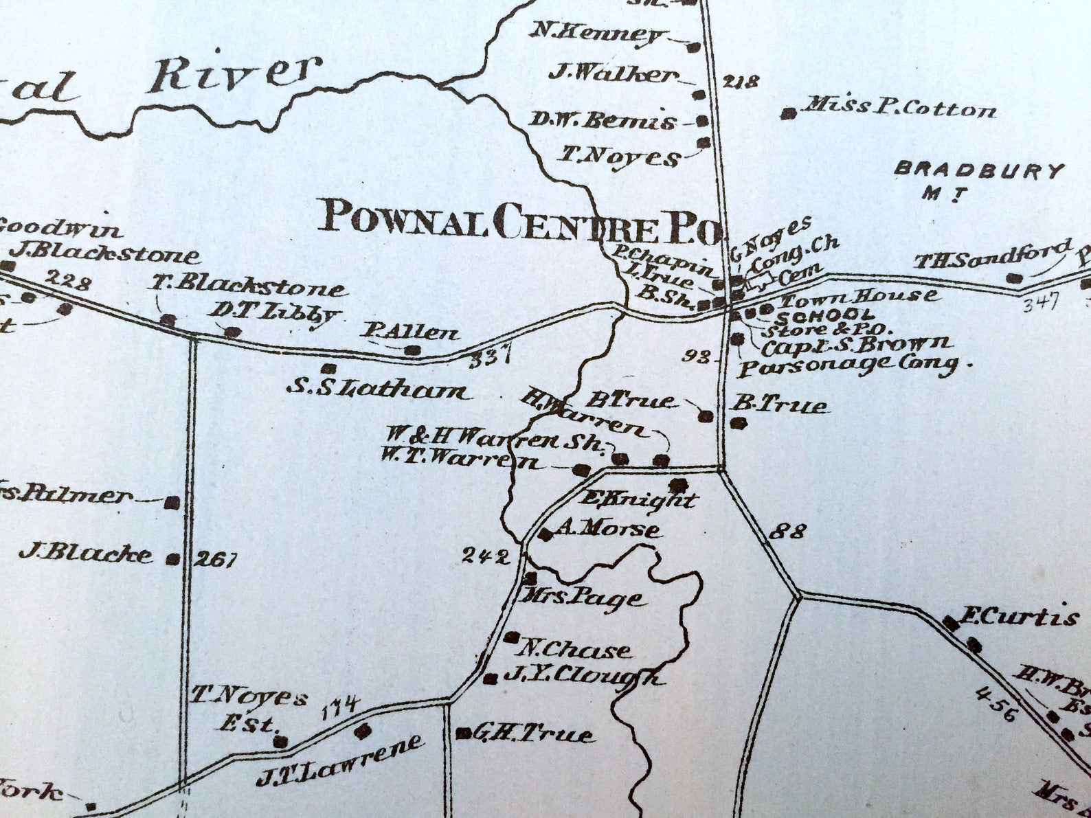 Antique 1871 Pownal Maine Map From F.W. Beers Atlas of Etsy