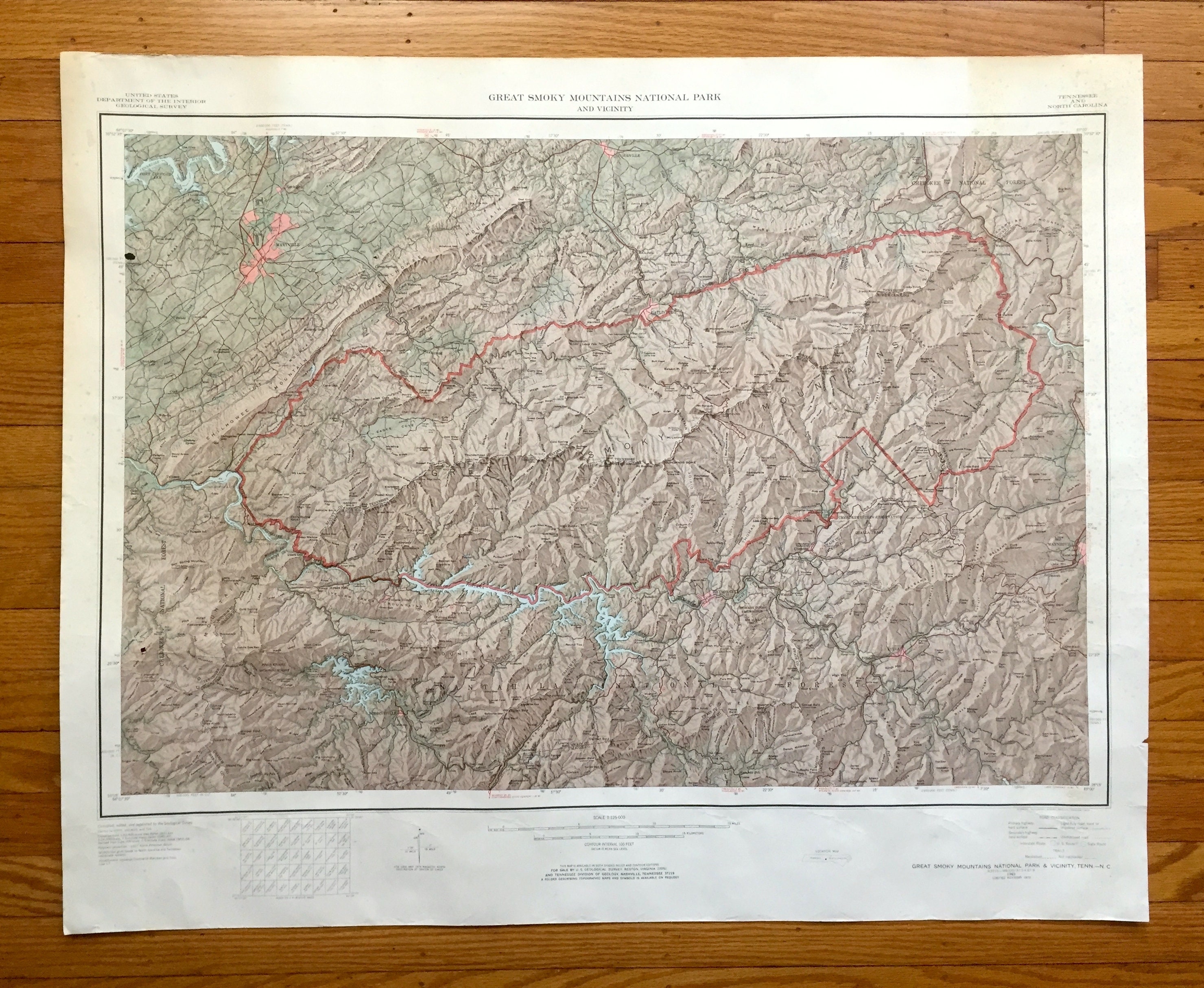 Antique Great Smoky Mountains National Park 1949 US Geological Survey  Topographic Map – Tennessee, North Carolina, Maryville, Nantahala, TN - Etsy, image size:2959x2428