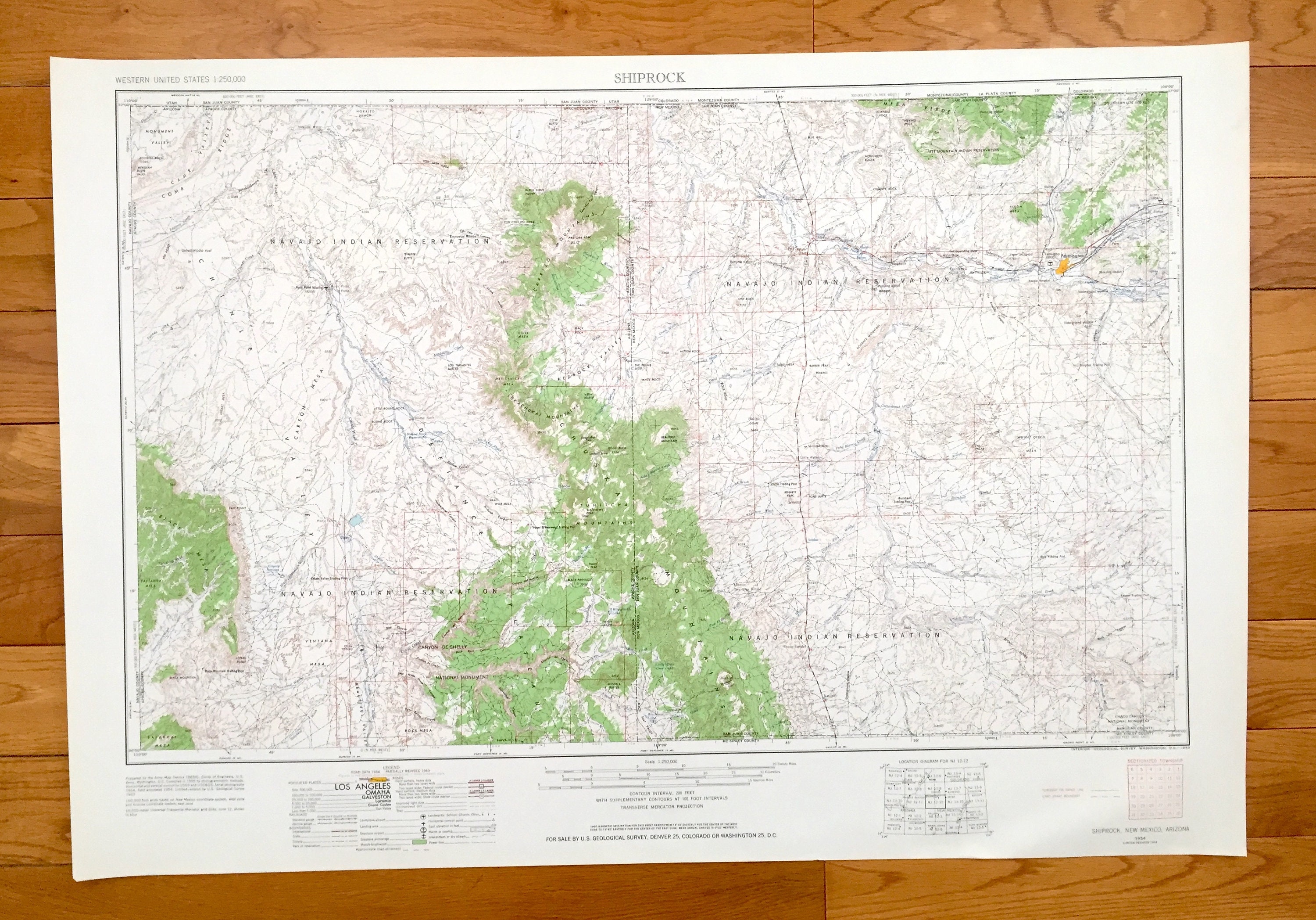 Antique Shiprock, New Mexico 1954 US Geological Survey Topographic