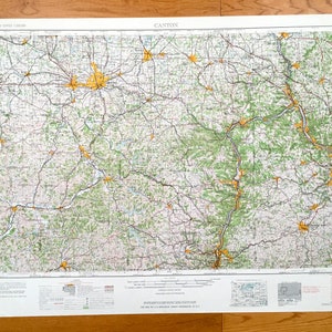 Carte topographique antique de Canton, Ohio 1962 de l'US Geological Survey – Alliance, Massillon, Steubenville, Cambridge, Martins Ferry, Barberton