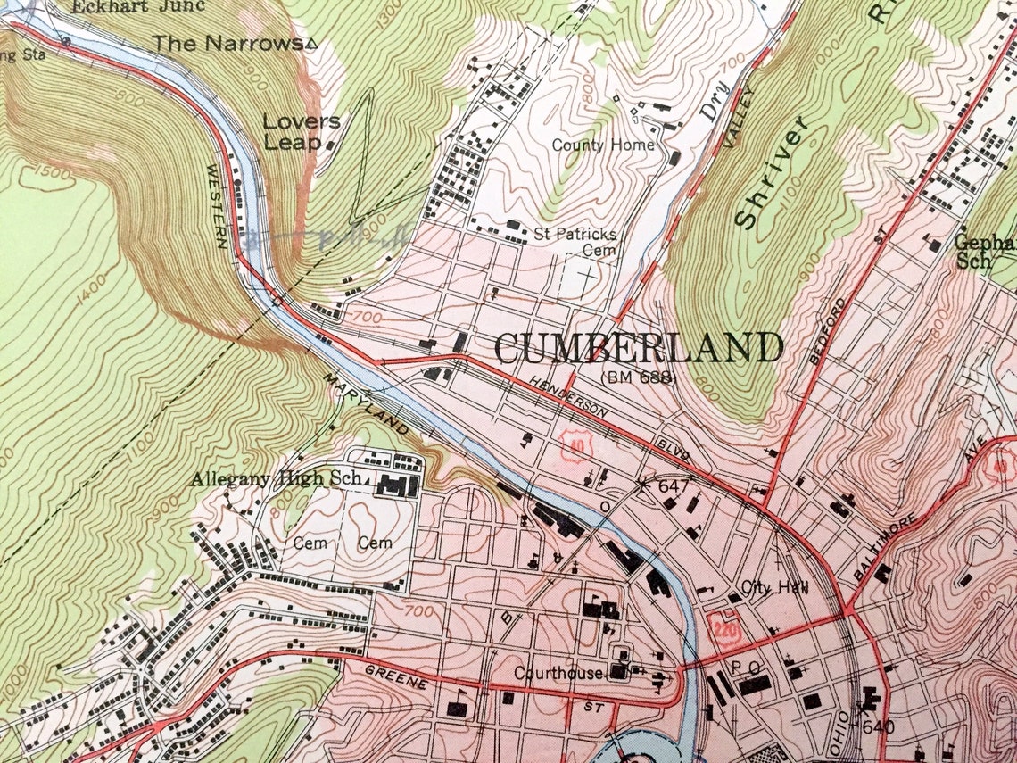 Antique Cumberland Maryland 1949 US Geological Survey Etsy