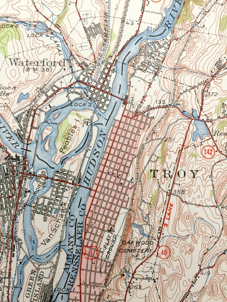 Antique Cohoes New York 1949 US Geological Survey Topographic Etsy