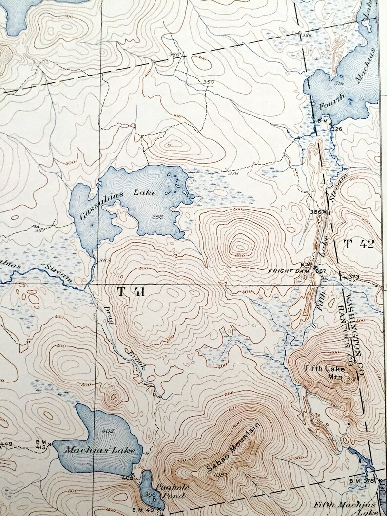 Antique Nicatous Lake Maine 1934 US Geological Survey Etsy
