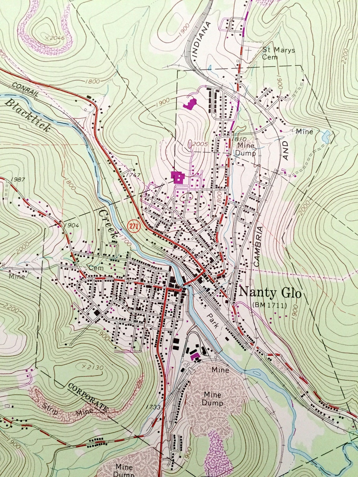 Antique Nantyglo Pennsylvania 1964 US Geological Survey Etsy