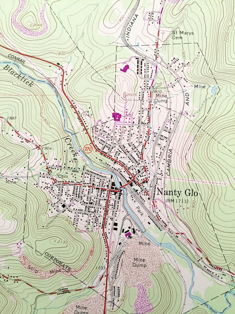 Antique NantyGlo Pennsylvania 1964 US Geological Survey Etsy