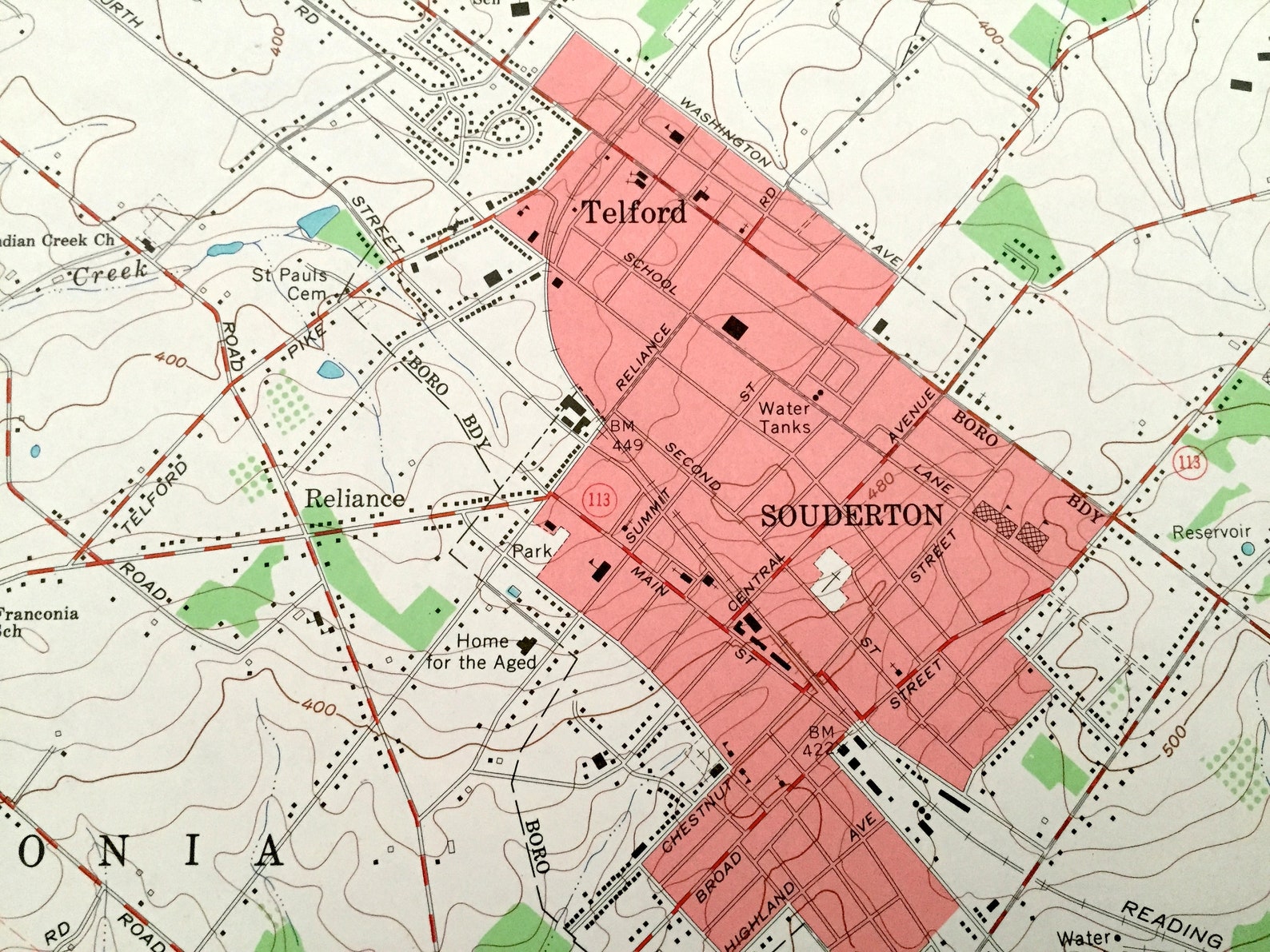 Antique Telford Pennsylvania 1960 US Geological Survey Etsy