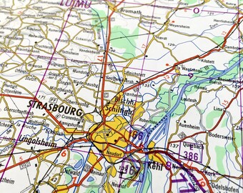 Antique Strasbourg, France 1966 Deutschland Military Road & Survey