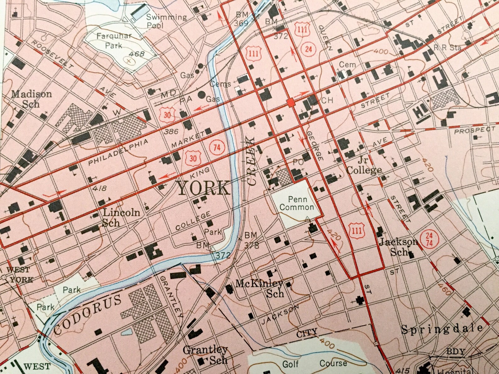 Antique York Pennsylvania 1954 US Geological Survey Etsy
