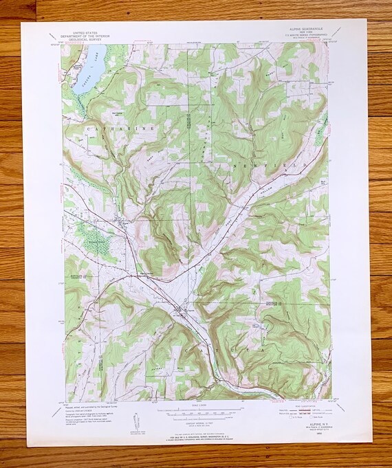 アンフィニ グリーン マップ 1991年版 Antique Alpine, New York 1950 US Geological Survey Topographic Map
