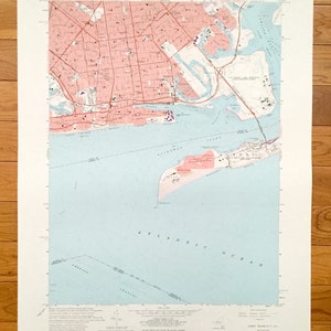 Antique Coney Island, New York 1966 US Geological Survey Mappa topografica - Kings, Queens County, Brooklyn, Flatlands NY, Monmouth County, NJ