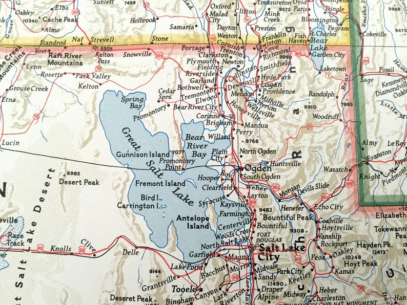 Antique 1948 Southwestern United States National Geographic Topographic Map \u2013 California Colorado Wyoming Arizona New Mexico Utah Nevada USA