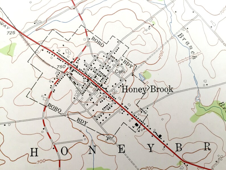 Antique Honey Brook Pennsylvania 1955 US Geological Survey Etsy