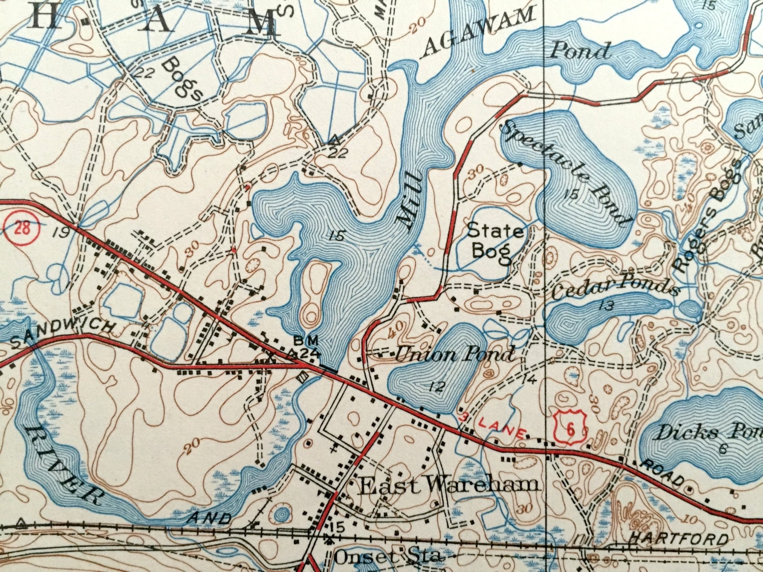 Antique Wareham Massachusetts 1939 US Geological Survey Etsy
