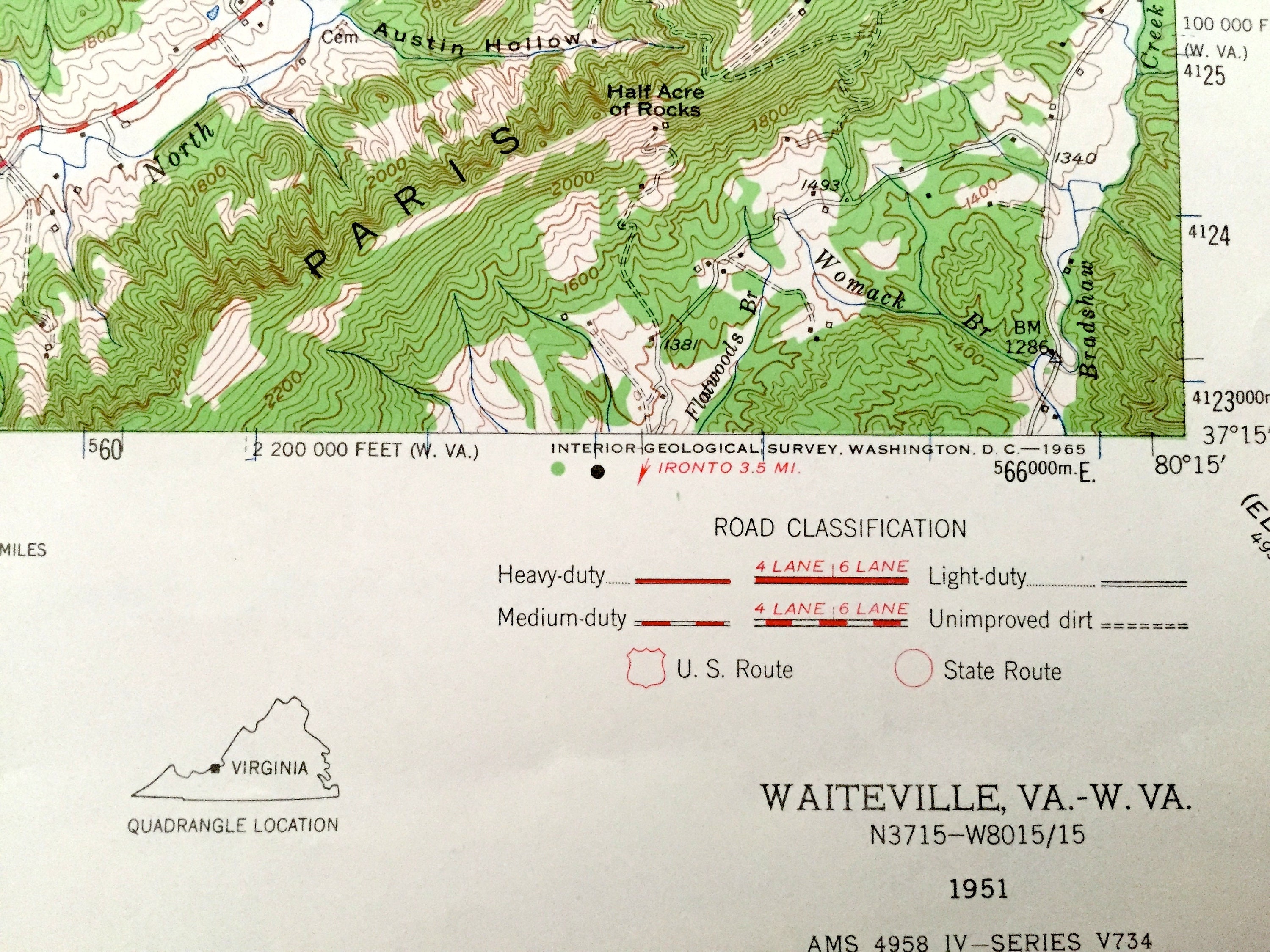 Antique Waiteville West Virginia 1951 US Geological Survey Etsy