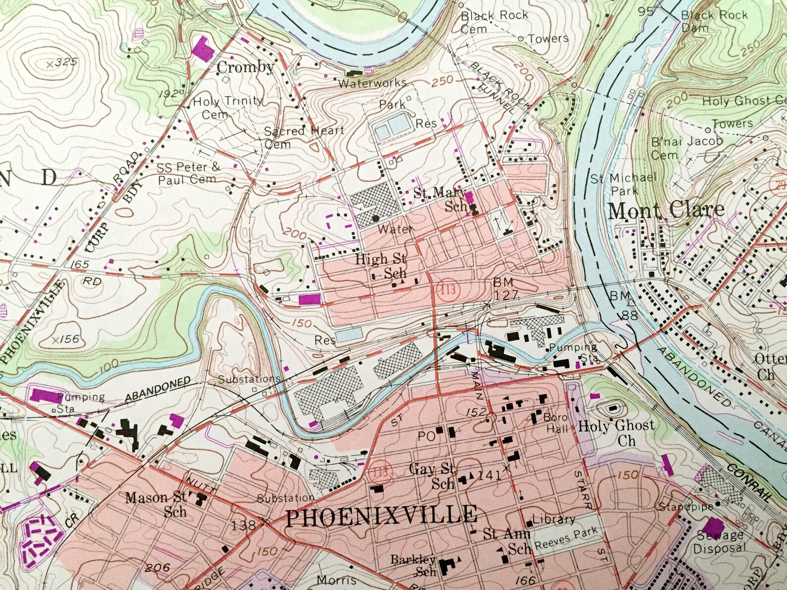 Antique Phoenixville Pennsylvania 1955 US Geological Survey Etsy