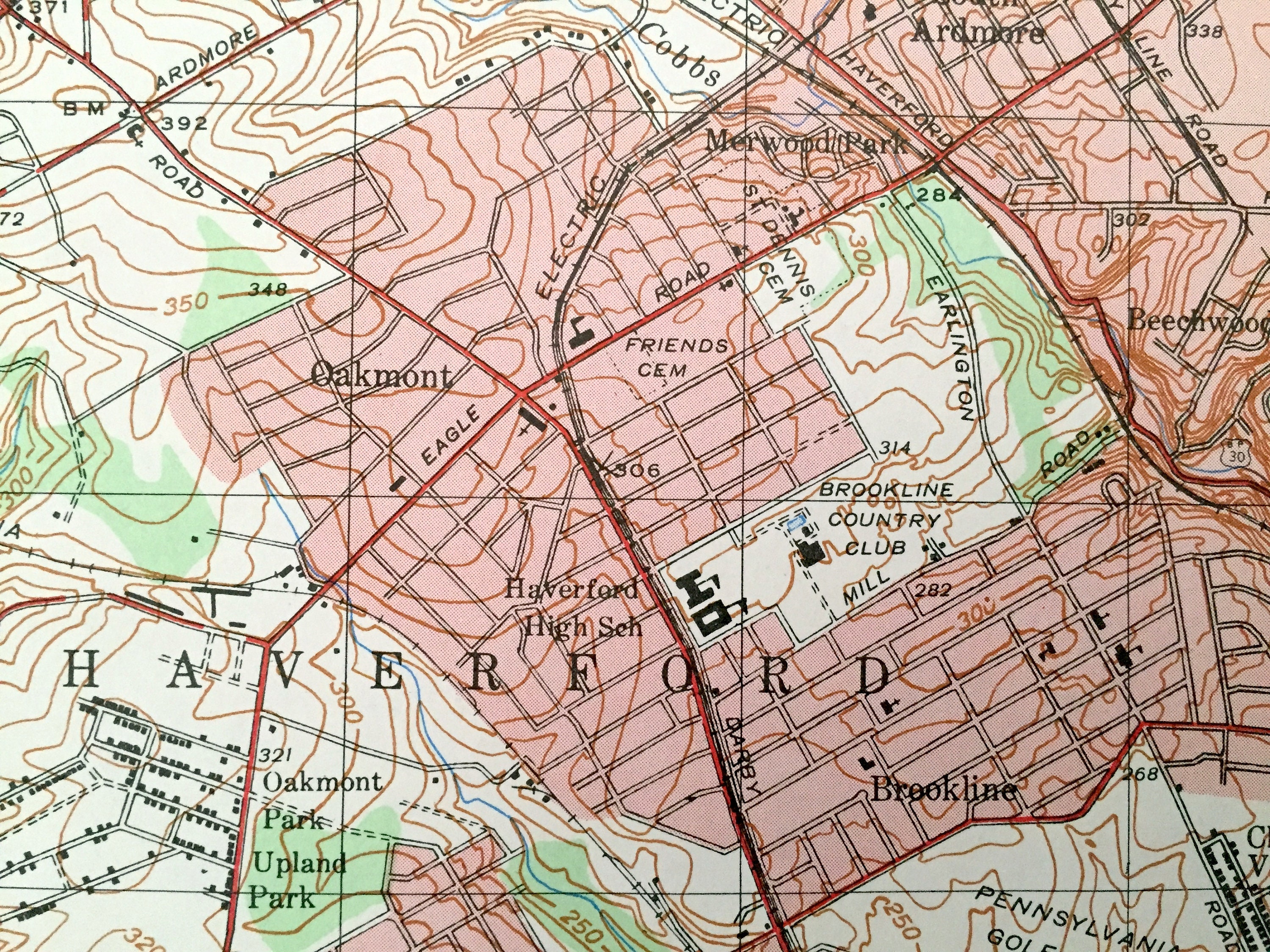 Antique Lansdowne Pennsylvania 1947 US Geological Survey Etsy