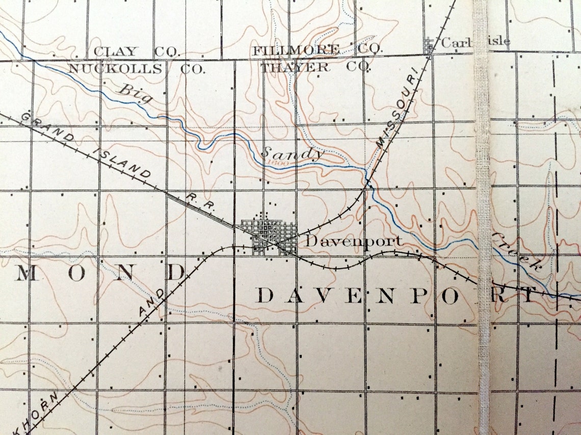 Antique Hebron Nebraska 1898 US Geological Survey Topographic Etsy