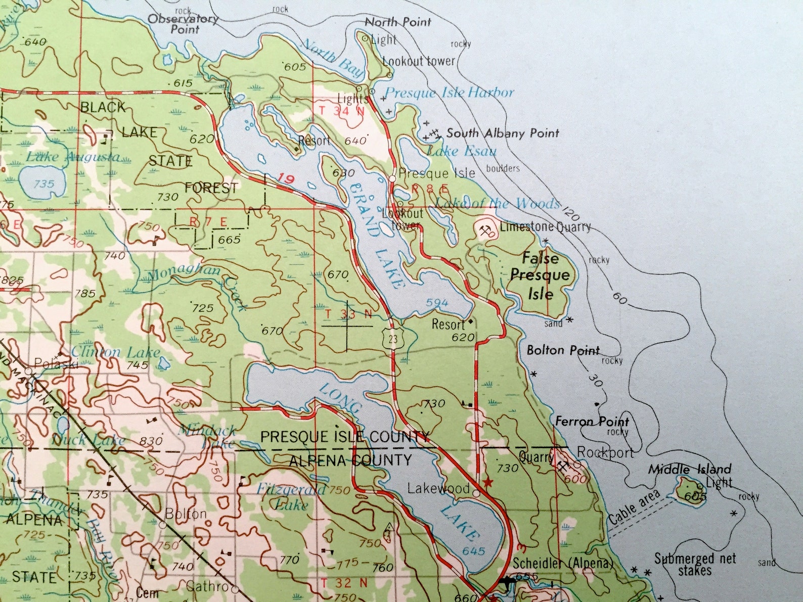 Antique Alpena Michigan 1969 US Geological Survey Topographic Etsy