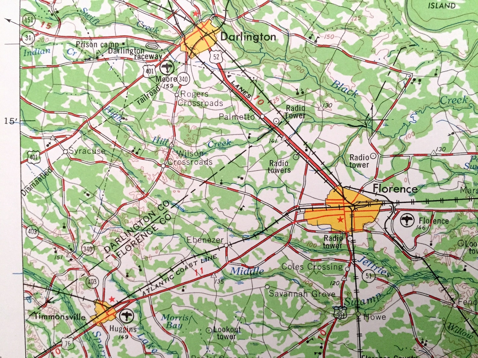 Antique Florence South Carolina 1953 US Geological Survey Etsy