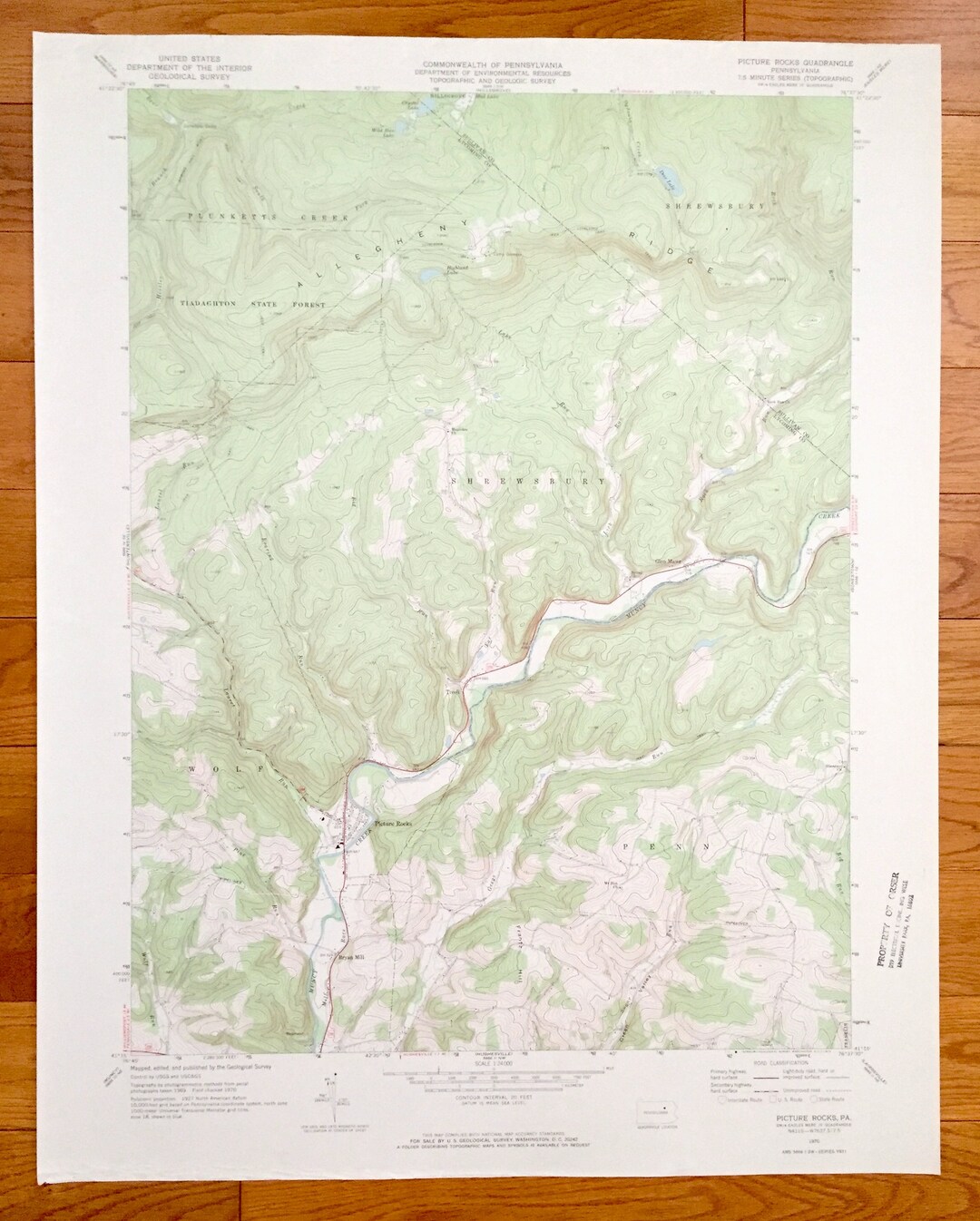 Antique Picture Rocks, Pennsylvania 1970 US Geological Survey ...