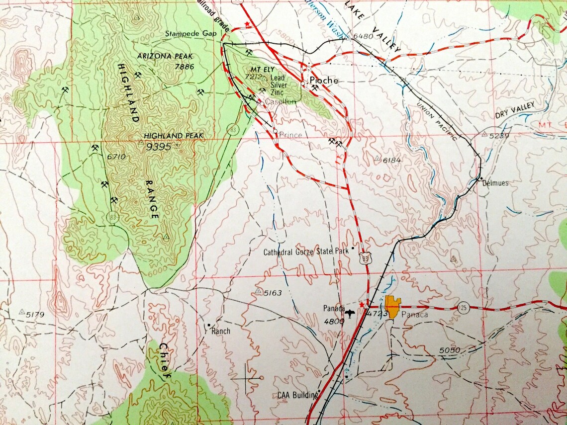 Mappa topografica dell'Antique Caliente Nevada 1954 US Etsy Italia