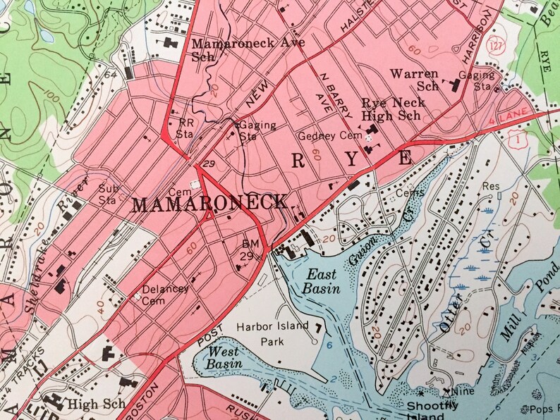 Antique Mamaroneck New York 1955 US Geological Survey Etsy