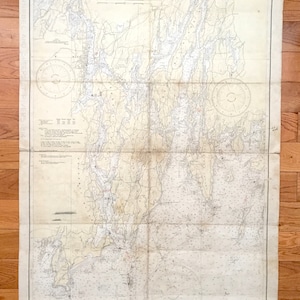 Antikes Bad & Boothbay Harbor, Maine 1946 US Coast Guard Nautical Map – Kennebec, Sheepscot River, Woolwich, Georgetown, Arrowsic, Knox, ME