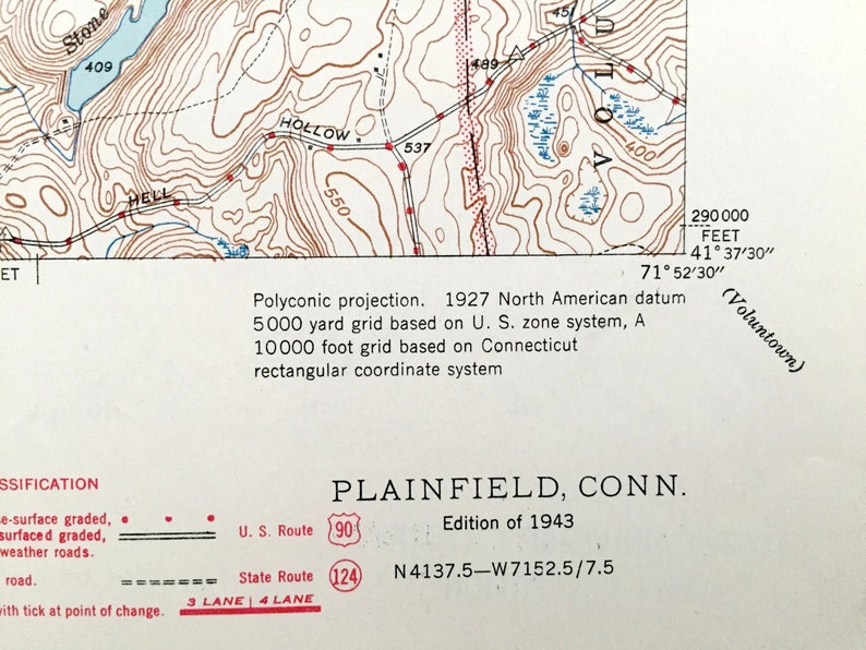 Antique Plainfield Connecticut 1943 US Geological Survey Etsy
